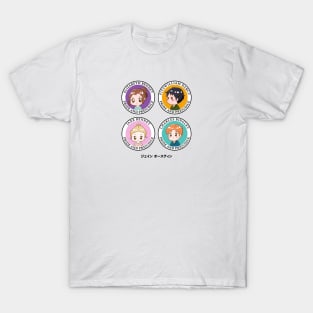 Kawaii Chibi Pride and Prejudice Character Badges T-Shirt